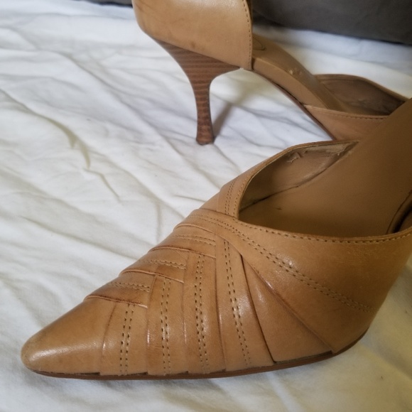 Nude Leather Heels - Picture 1 of 3